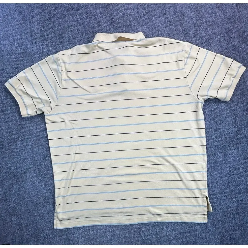 Modern Polo Ralph Lauren Men's XXL Cream Striped Short Sleeve Polo Shirt Cotton